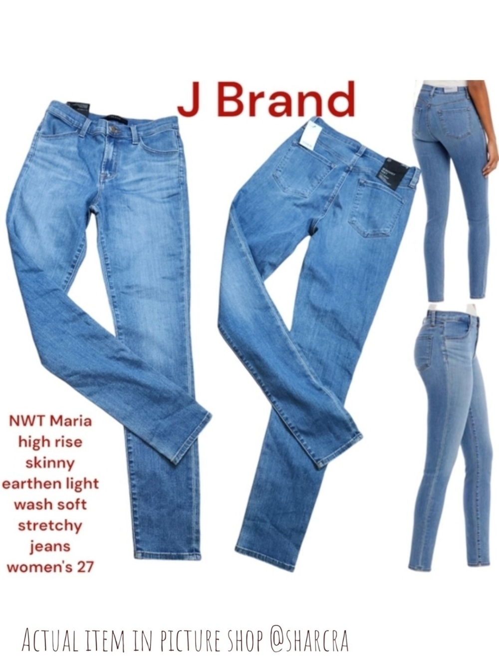 J Brand Women's Maria high rise skinny earthen light wash soft stretchy jeans 27